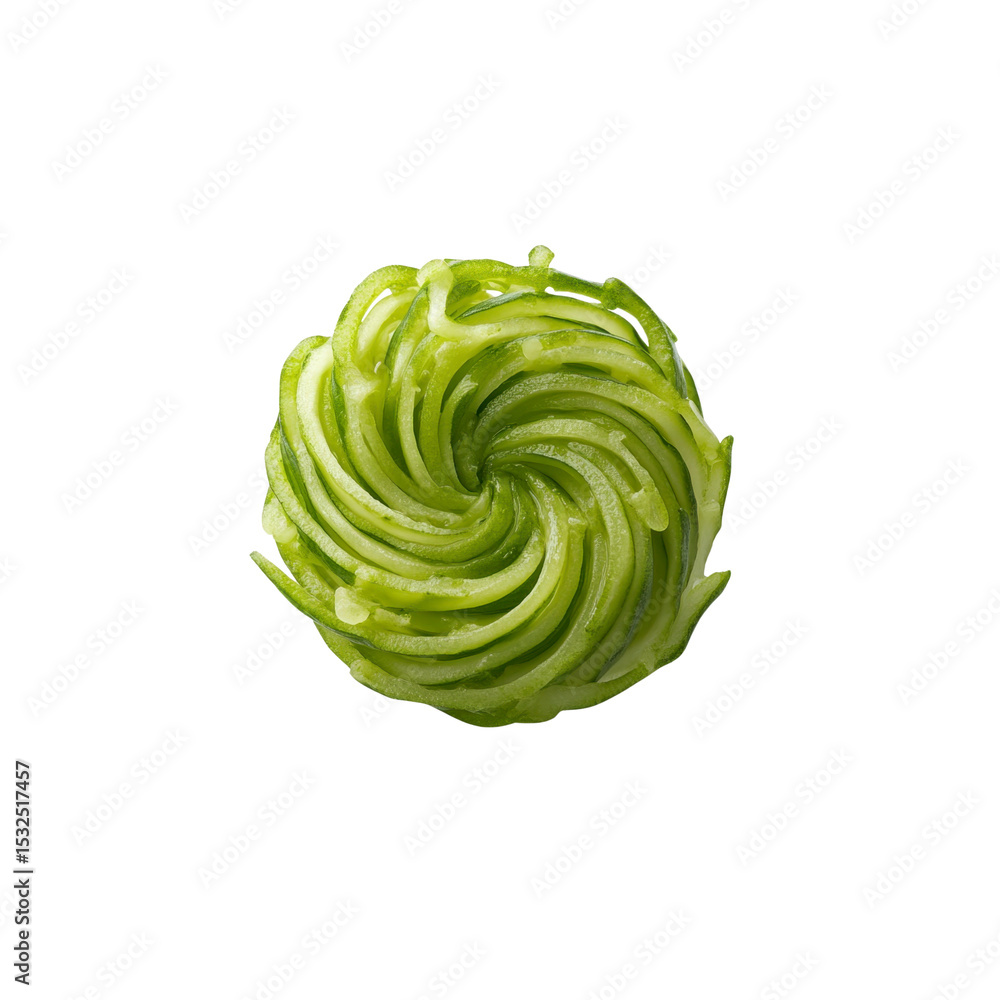 Obraz premium Swirled Zucchini Noodles Spiralized Vegetable Garnish or Pasta Alternative