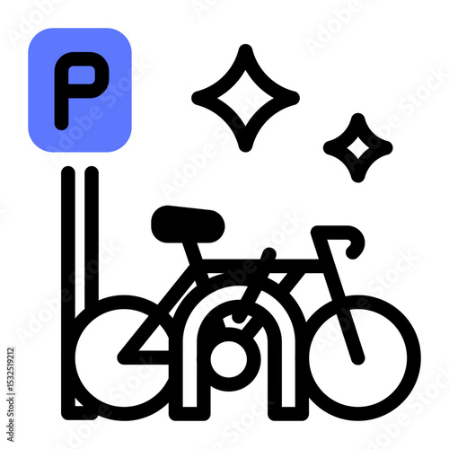 This Bike Parking icon is suitable for Bycycle, Sport, Healthy Lifestyle, etc