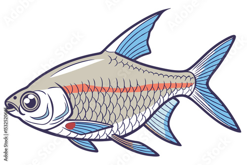 Colorful tetra fish illustration on white background