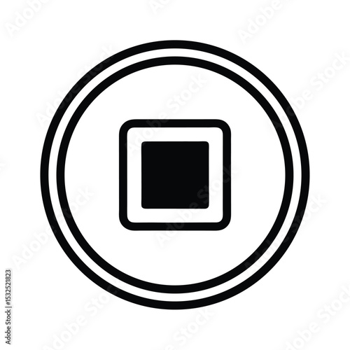 Stop Button Icon Outline Vector Illustration