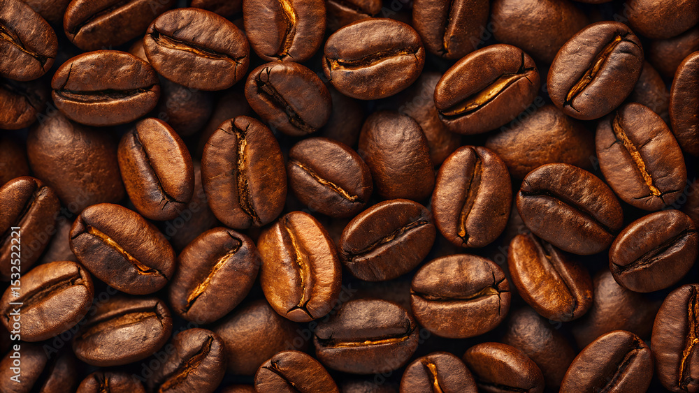 Detailed Close Up of Roasted Coffee Beans Showing Texture and Richness Detailed Close Up of Roasted Coffee Beans Showing Texture and Richness