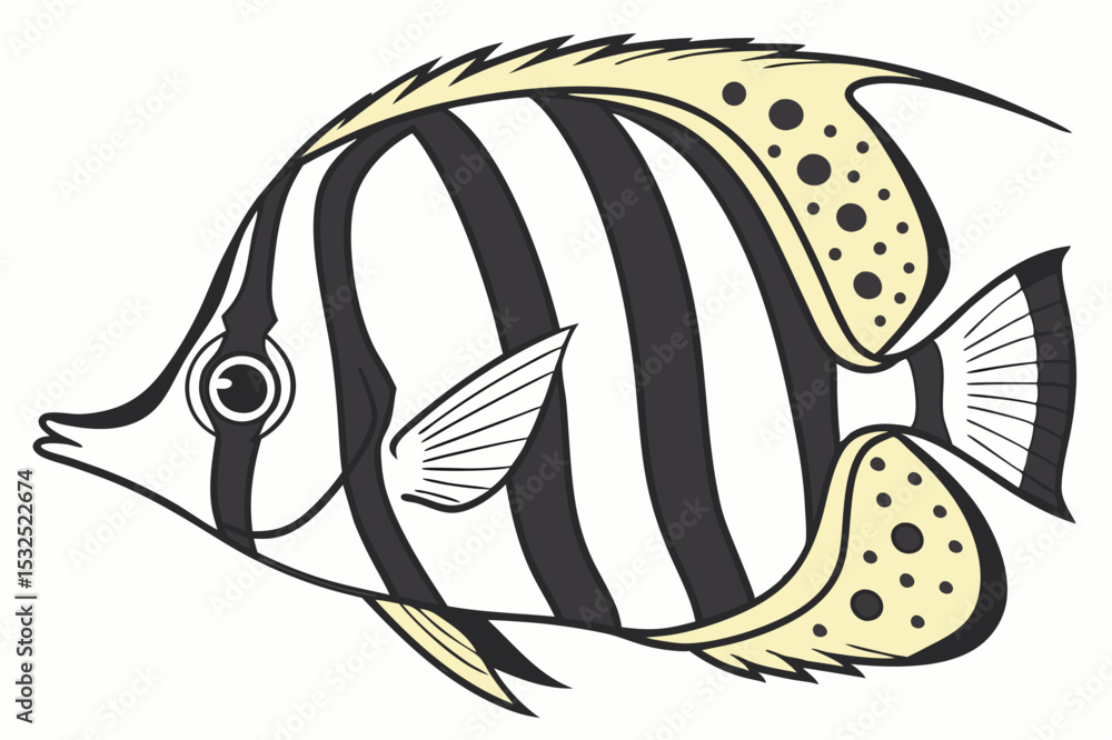 Obraz premium Vibrant butterflyfish illustration on white background