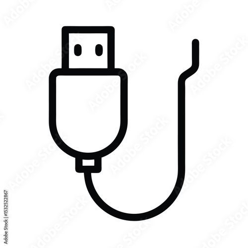 USB Plug Icon Outline Vector Illustration