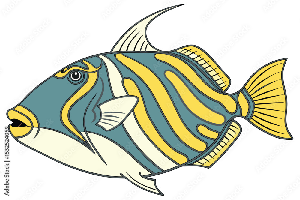 Vibrant clown triggerfish illustration on white background Vibrant clown triggerfish illustration on white background