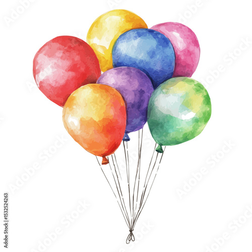 watercolor of Balloons, vector, isolated on a white background.