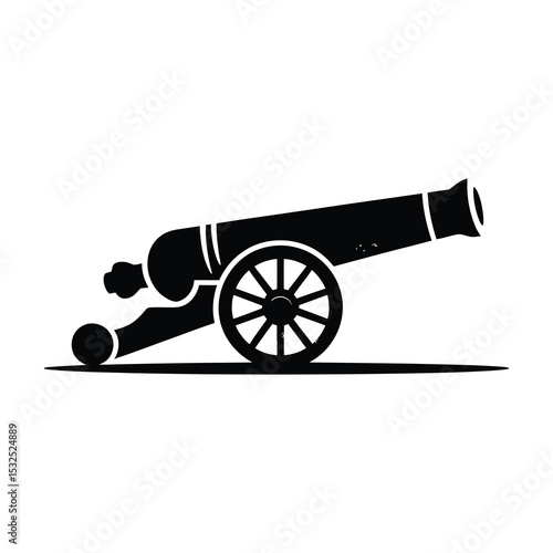 Black and white cannon illustration
