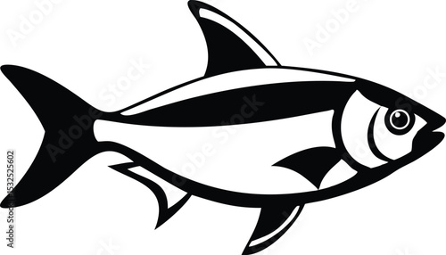 Vibrant ember tetra fish illustration on white background