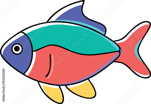 Stylized tetra fish illustration on white background
