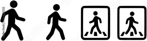 set of A person walking or walk sign flat vector icon for apps and websites

