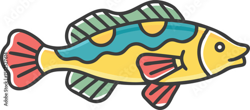 Detailed goby fish illustration on white background