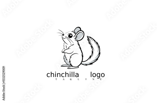 Chinchilla logo: A simple yet charming black and white chinchilla logo, exuding a playful and approachable vibe, ideal for brands wanting to resonate with warmth and cuteness.