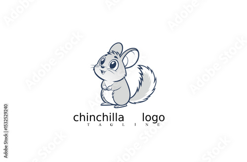 Cute Chinchilla Logo: A charming and friendly chinchilla logo in an adorable style, perfect for branding and design.