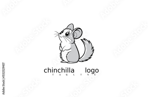 Chinchilla Logo Design: A cute chinchilla illustration, perfect for business and brands looking to attract attention with animal-inspired designs. 