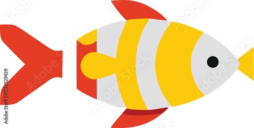 Vibrant lemon tetra fish illustration on white background