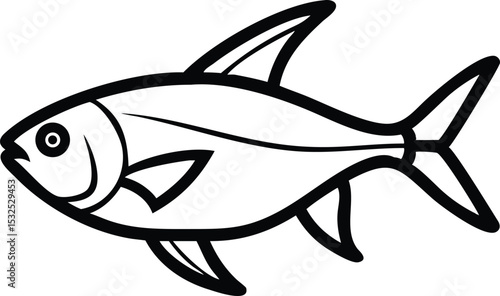 Vibrant lemon tetra fish illustration on white background