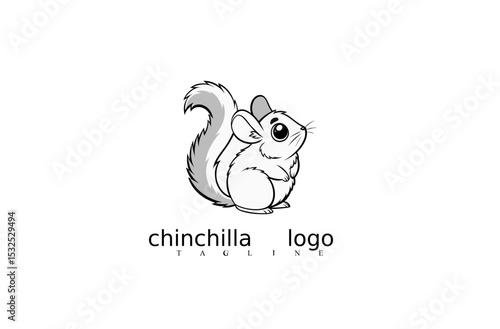 Chinchilla Logo Illustration: A cute and charming illustration of a chinchilla logo, designed with a playful and welcoming style.