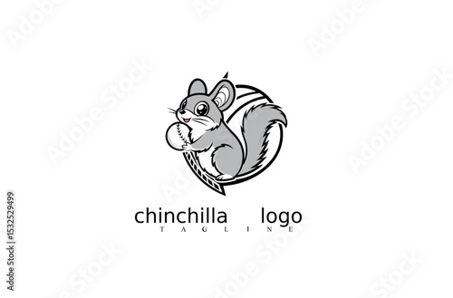 chinchilla vector logo. chinchilla mouse animal icon. mouse logo vector design. White Chinchilla Logo design.