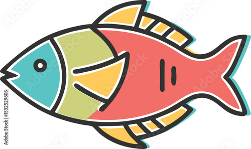 Vibrant lemon tetra fish illustration on white background