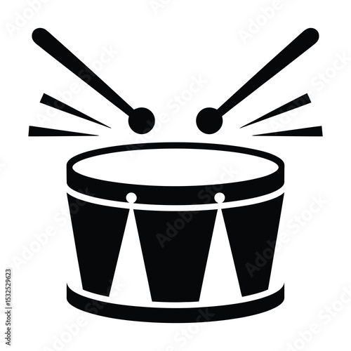 Simple black and white drum icon illustration