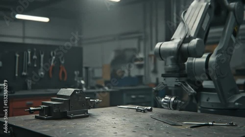 Wallpaper Mural Industrial Robot Arm Holding Mechanical Part Torontodigital.ca