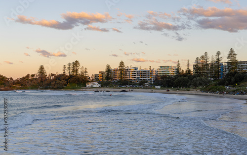 Town beach sunset view at Port Macquarie, NSW, Australia