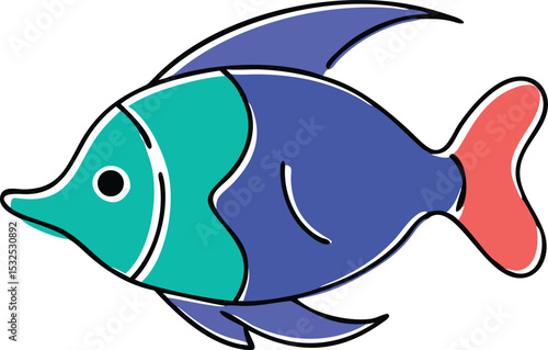 Moorish idol fish illustration on white background