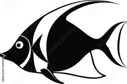 Moorish idol fish illustration on white background