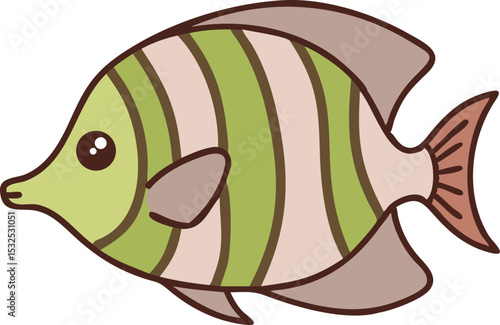 Moorish idol fish illustration on white background