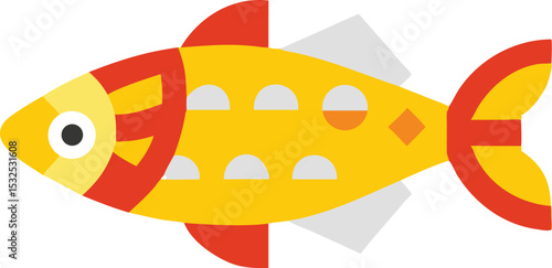 Vibrant neon tetra fish illustration on white background