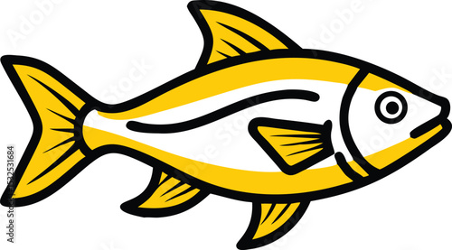 Vibrant neon tetra fish illustration on white background