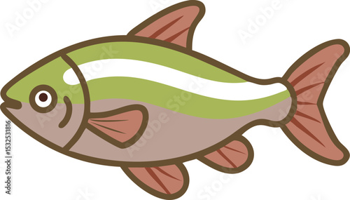 Vibrant neon tetra fish illustration on white background