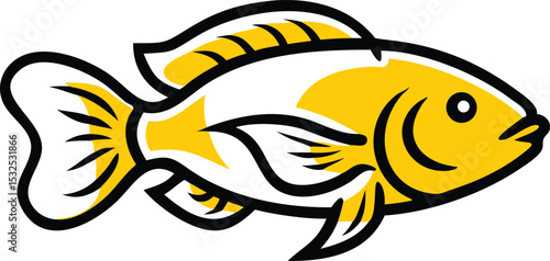 Vibrant oscar fish illustration on white background