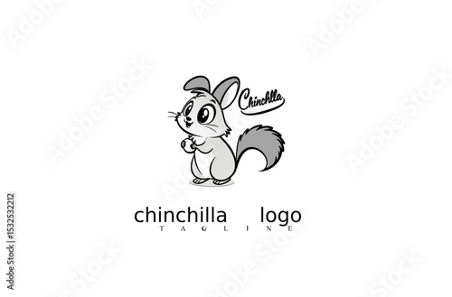chinchilla vector logo. chinchilla mouse animal icon. mouse logo vector design. White Chinchilla Logo design.