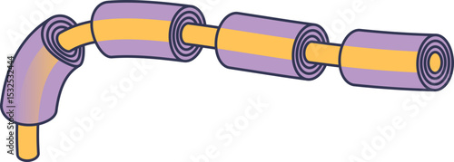 Illustration of myelin sheath segments on a neuron axon.