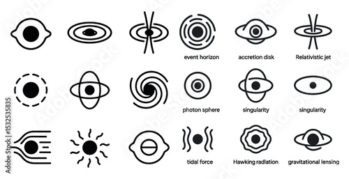 black and white icons set