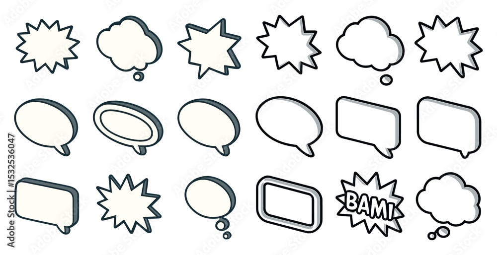 Fototapeta premium Speech bubbles outline icons set – chat, dialogue, conversation symbols