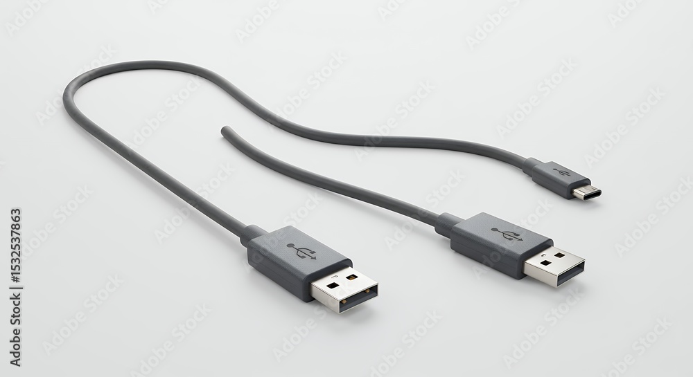 Fototapeta premium Gray computer cables studio shot