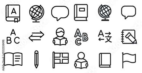 Education and learning outline icons set – linear, academic, study symbols