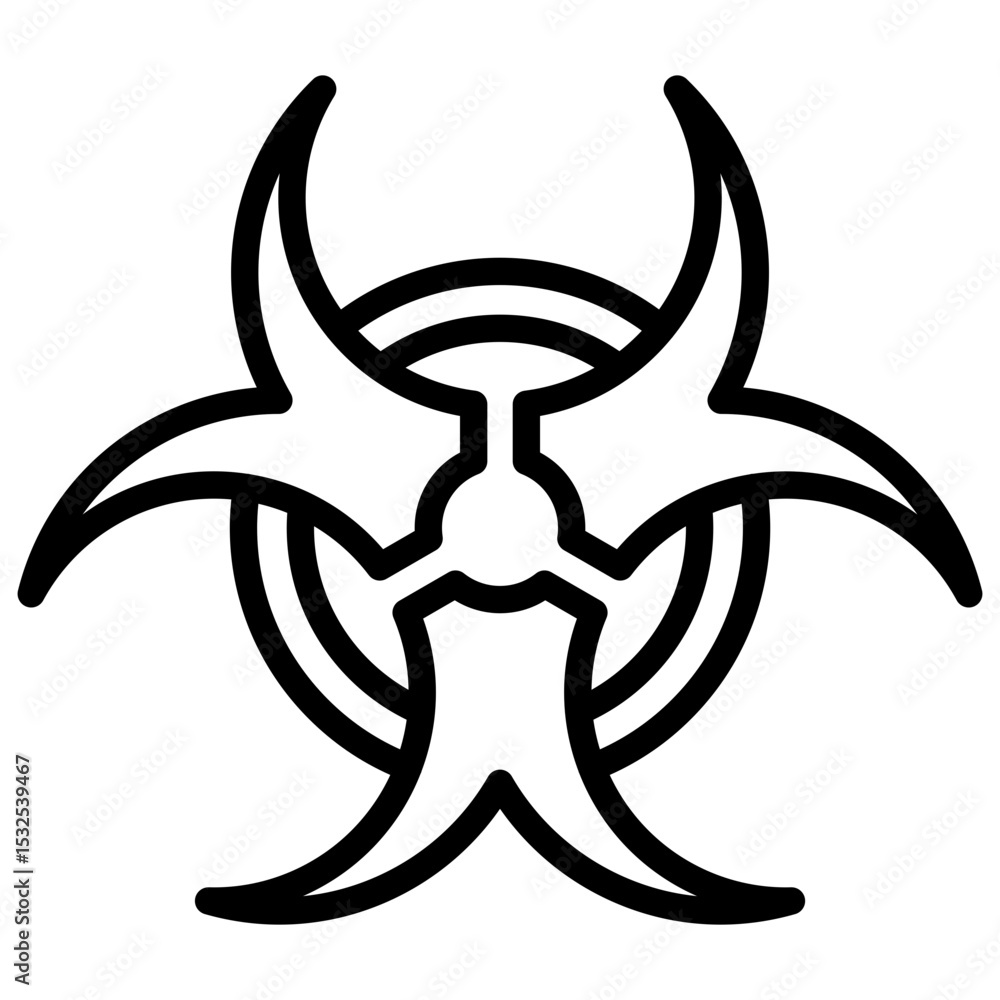 Biohazard Alert Outline Style - Symbol representing biological hazards, used in healthcare or laboratory safety protocols Biohazard Alert Outline Style - Symbol representing biological hazards, used in healthcare or laboratory safety protocols