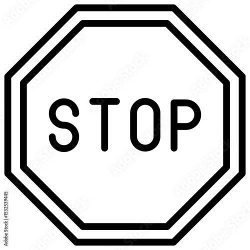 Stop Sign Outline Style - Octagonal stop sign, representing critical safety alerts or operational halts