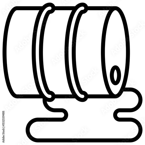 Chemical Spill Outline Style - Leaking barrel symbolizing hazardous material spill and the need for safety containment