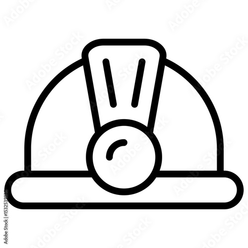 Safety Helmet Outline Style - Safety hard hat, representing mandatory head protection in industrial and construction environments