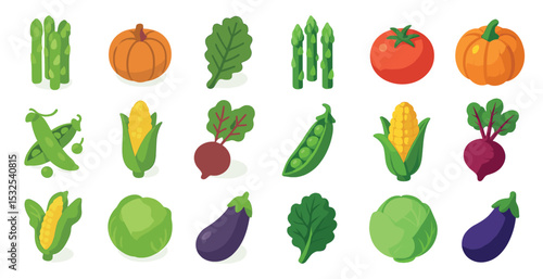Wallpaper Mural Vegetable flat icons set – filled, solid, healthy food and nutrition symbols Torontodigital.ca