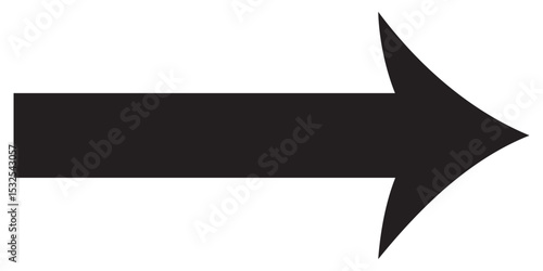 Black arrow pointing right. Arrow shape icon element. Long arrow icon. Vector illustration.