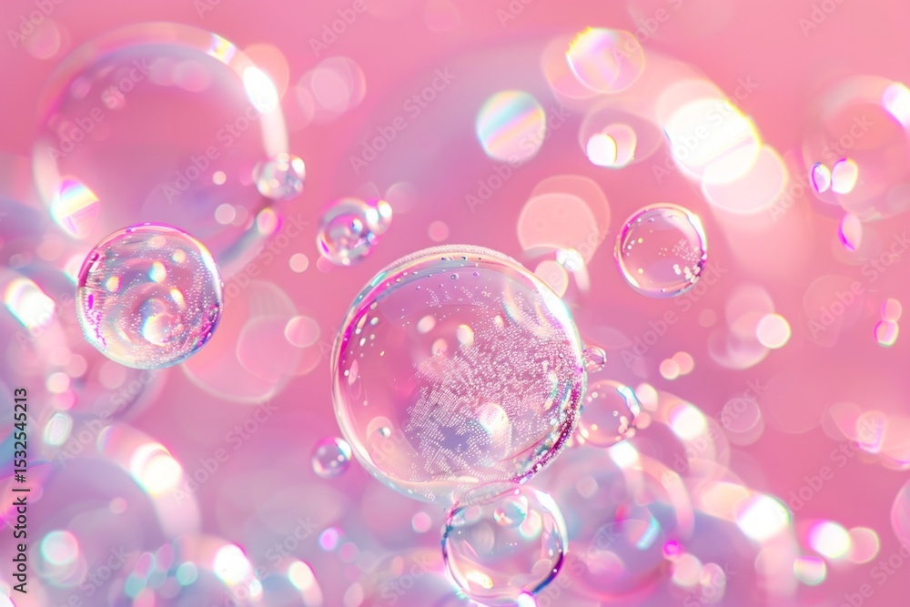 Pink soap bubbles floating in the air. Natural freshness summer holiday background. Neural network ai generated Pink soap bubbles floating in the air. Natural freshness summer holiday background. Neural network ai generated
