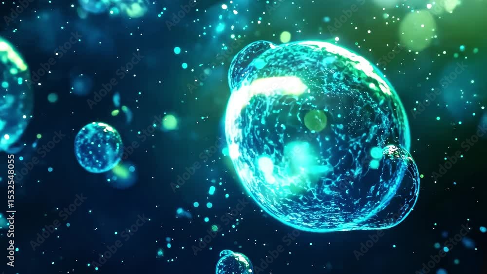 Abstract Blue Glowing Cells Motion Background Abstract Blue Glowing Cells Motion Background