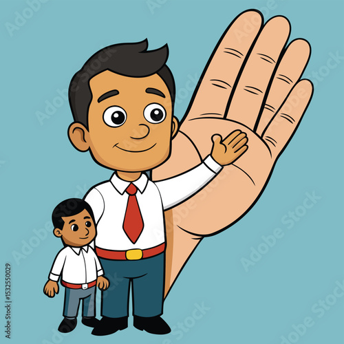 A close-up of a father's hand holding a child's much smaller hand, showing tenderness and protection.