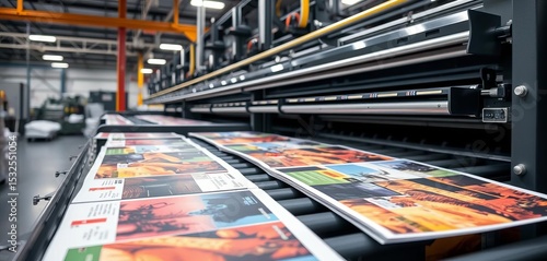 Industrial conveyor belt system transporting printed materials in a printing press,  materials handling,  machinery