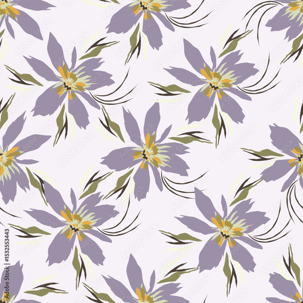 Fototapeta premium Vintage floral seamless pattern. Trendy painted flower background. Repeating floral patter 