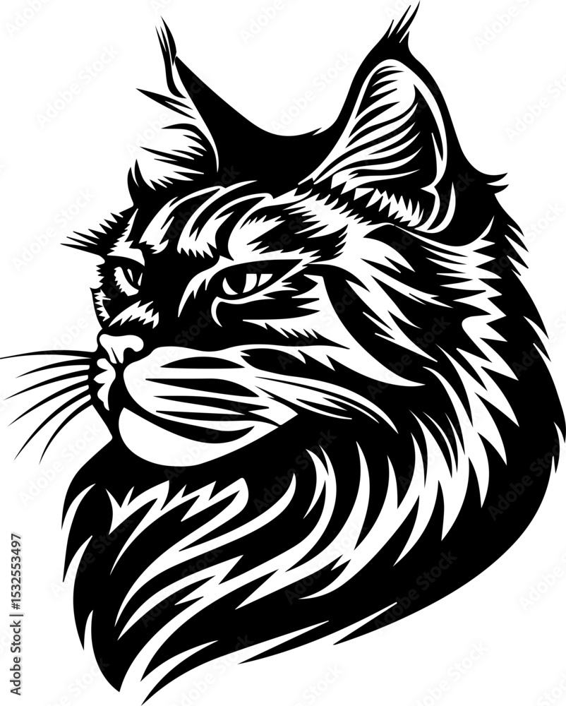 Obraz premium Cute cat vector illustration in flat cartoon style